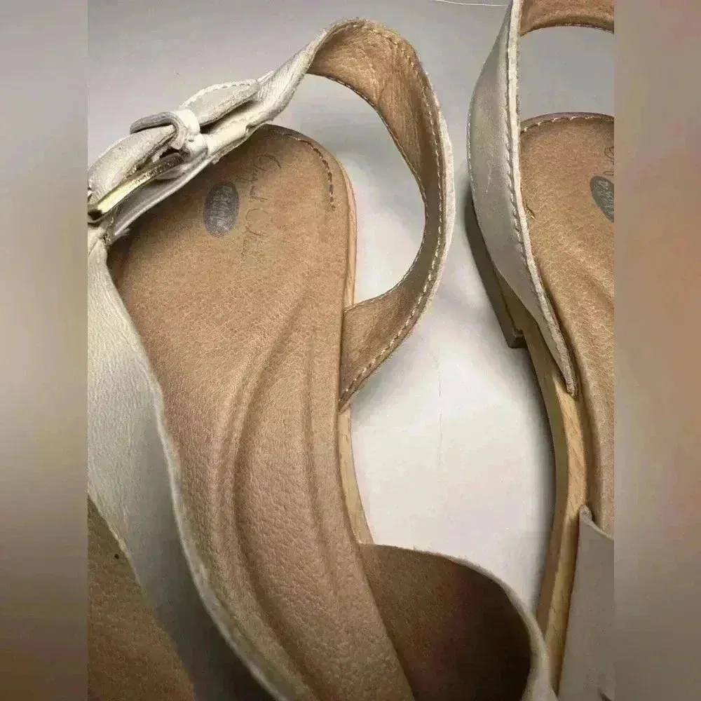 Dr. scholl’s sling back leather strappy sandal ruched square toe cushion 8,5 White - Image 7