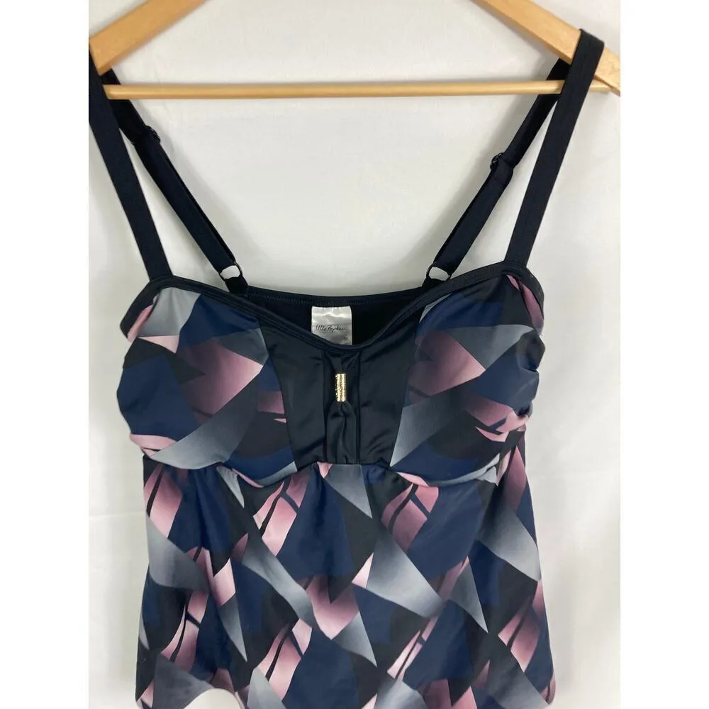 Ulla Popken Patterned Tankini Top Size 20 Black - Image 2