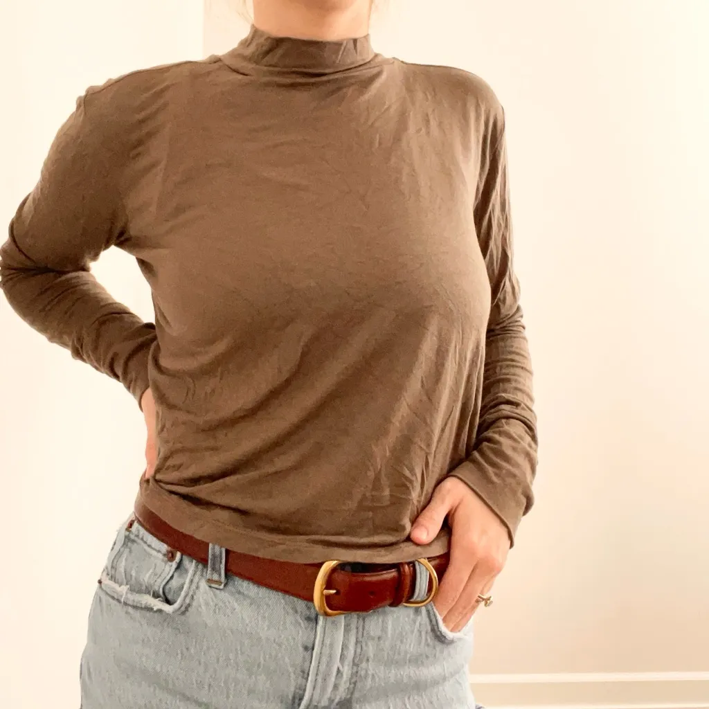 Sen Butter Soft Mock Neck Top Brown Size undefined - Image 2