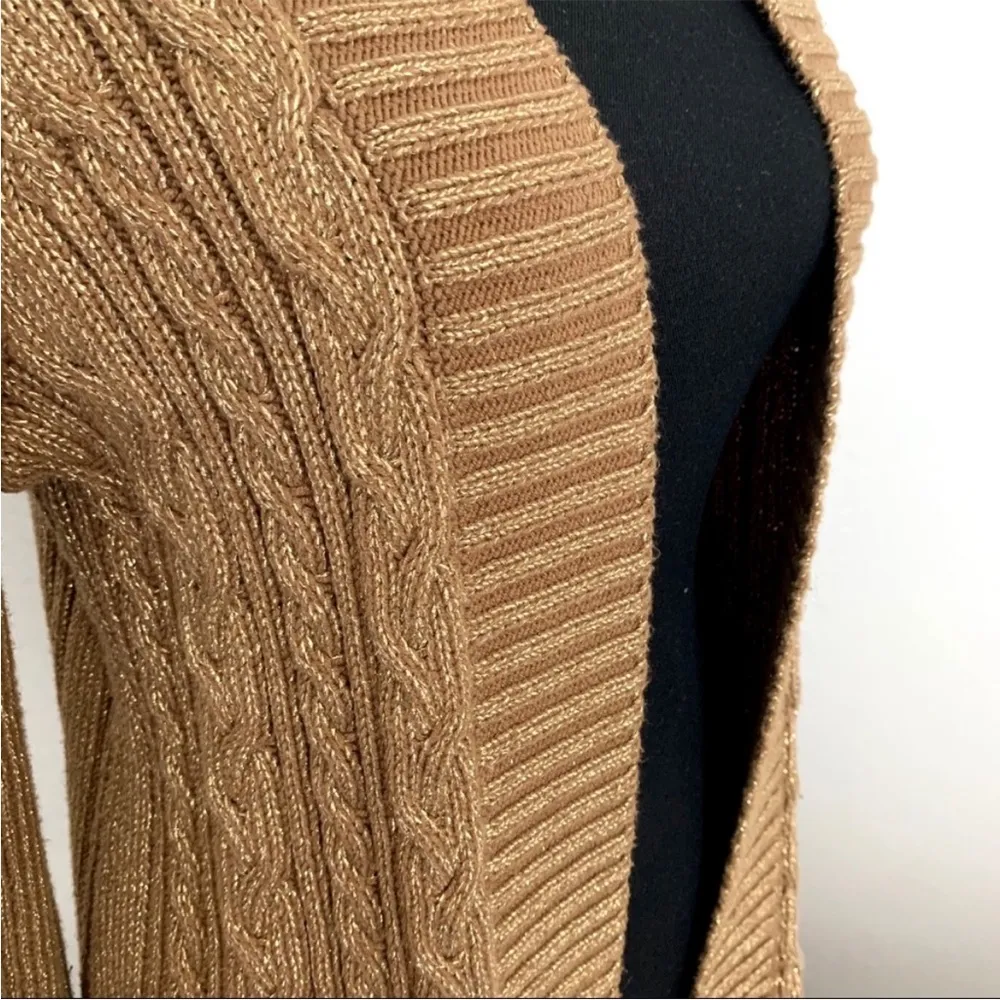 Charter Club Metallic Gold Cable Knit Cardigan SP - Image 5