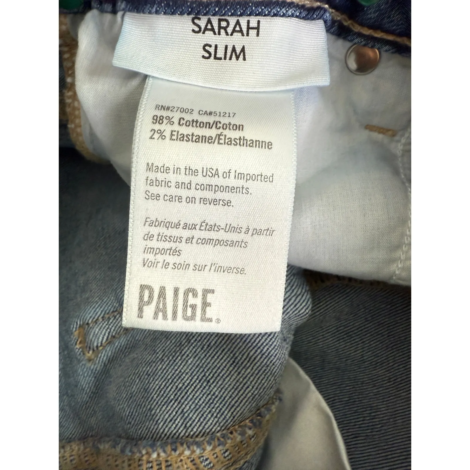Anthropolgie Paige Sarah Slim Cropped Classic High Rise Distressed Jean 26 Blue - Image 10