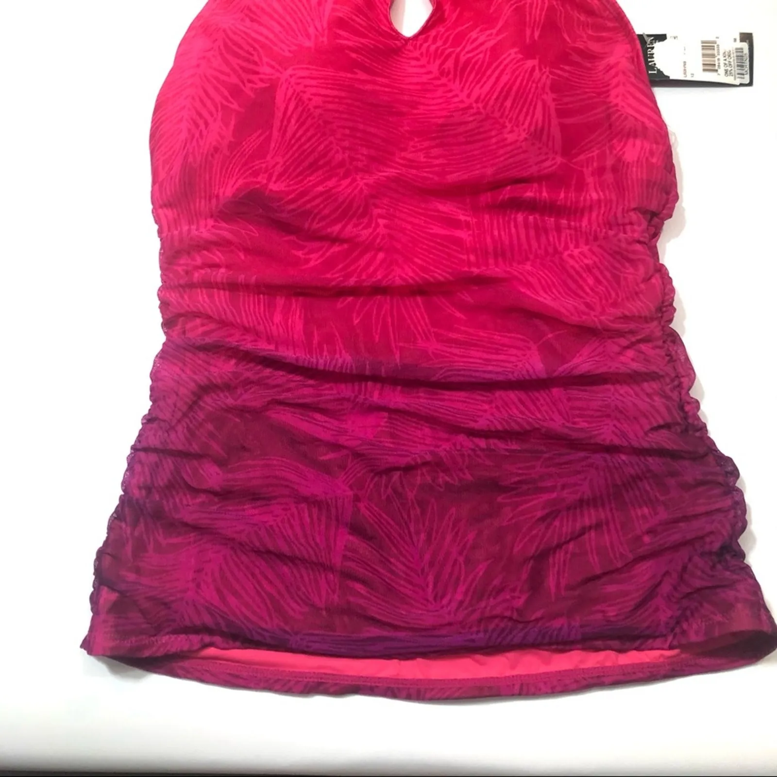 Ralph Lauren Ombre High Neck Halterkini Swim Top Pink Size 12 - Image 5