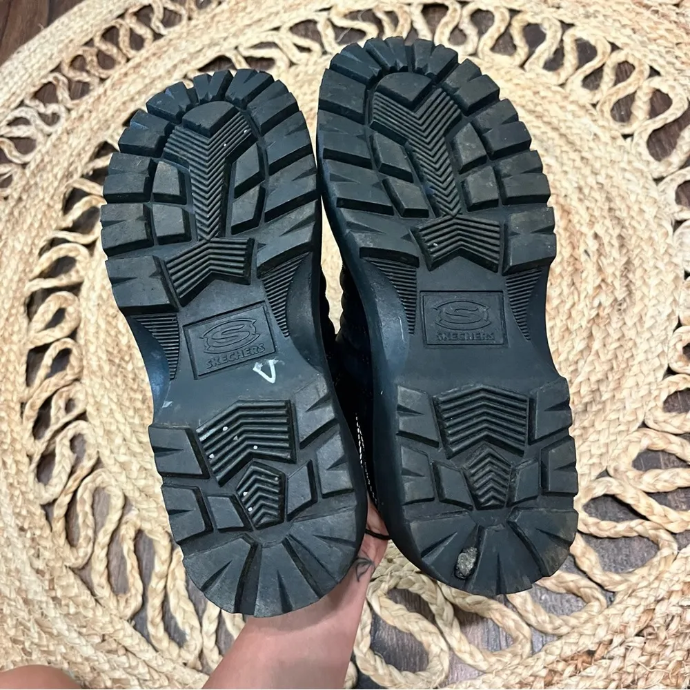 Skechers Black Sneakers with Chunky Sole and Leather Upper women’s 10 - Image 3