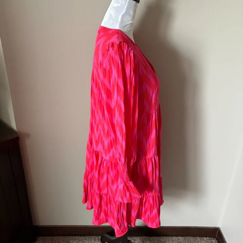 Tuckernuck Pomander Place Kenzo Dress Pink Ruffle Flowy Womens Long Sleeve Small - Image 4