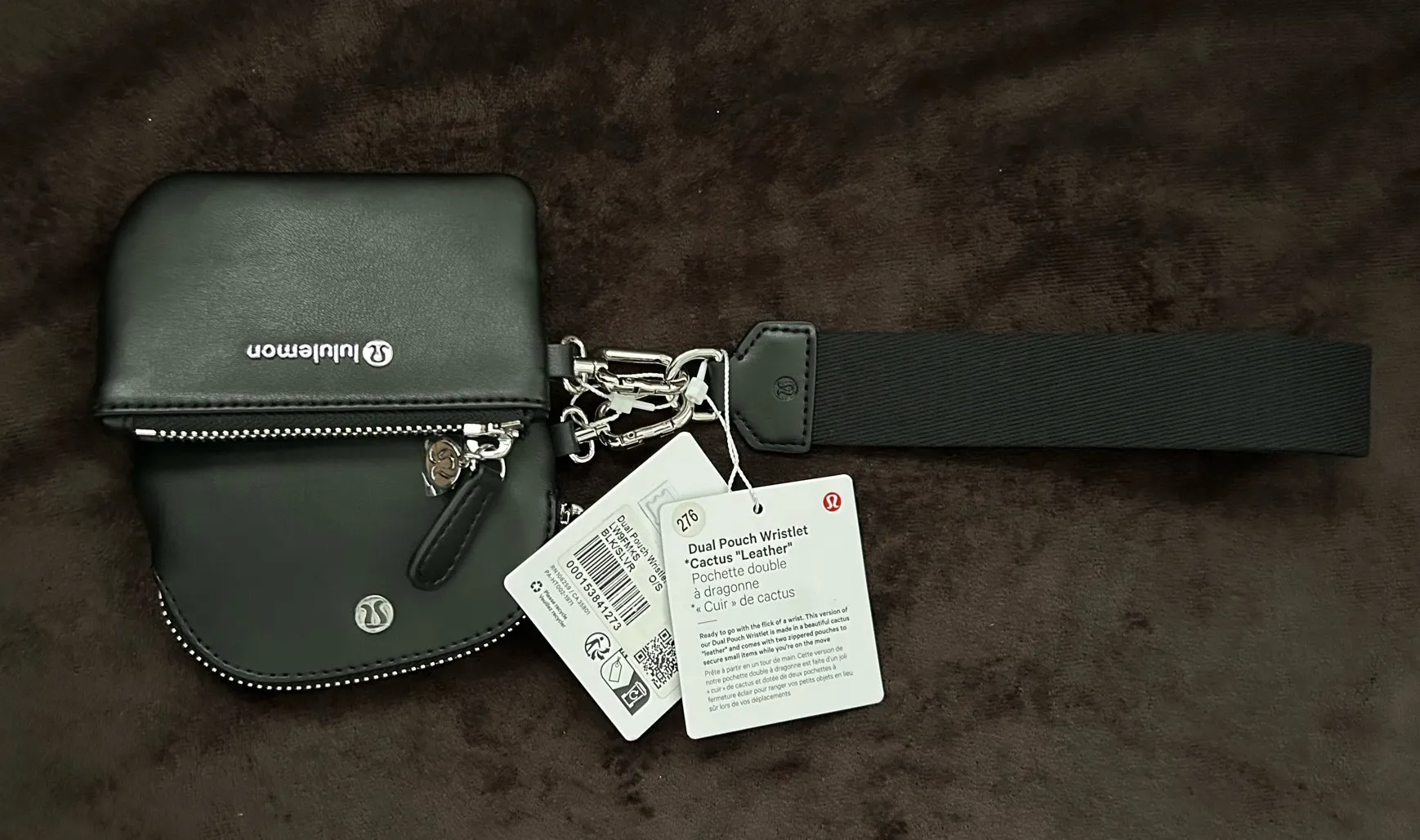 Lululemon Dual Pouch Wristlet Black Leather  - Image 2