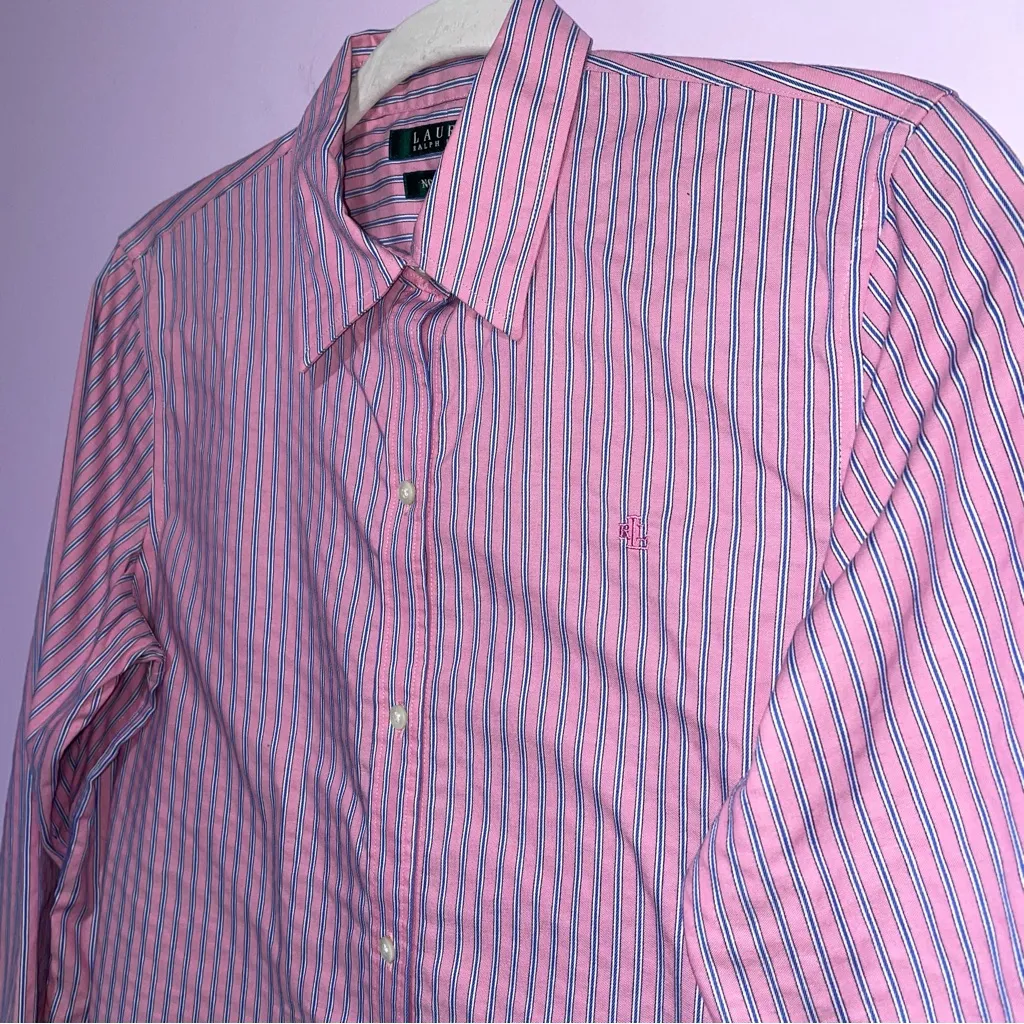 Lauren Ralph Lauren Stripe Easy Care Cotton Shirt Women S Non Iron Travel Office - Image 2