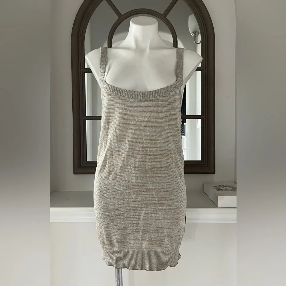 Dolce & Gabbana (Made in Italy) Knit Top, Metallic Tan/Silver Size 48 New w/Tag - Image 9