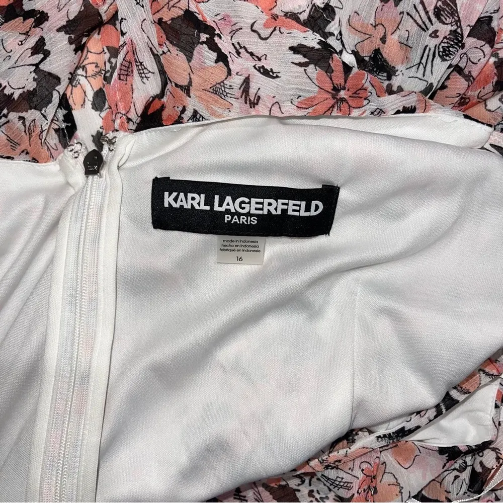 Karl Lagerfeld Paris Floral Ruffled Tie-Waist Chiffon Midi Dress, Size 16 NWT - Image 8