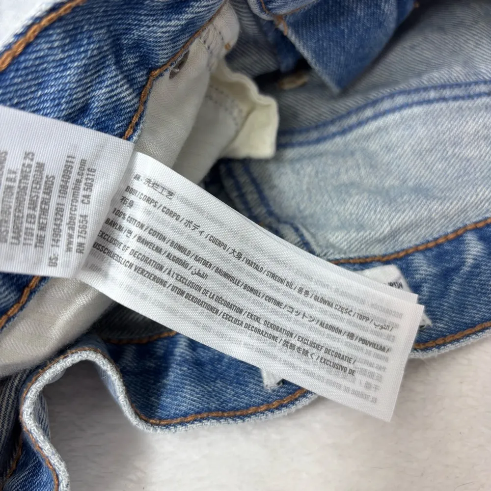 Abercrombie & Fitch Blue Jean Shorts Distressed Frayed Hem Mid Rise Boyfriend 27 - Image 7