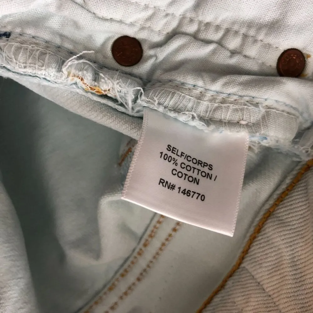 Re/Done Levis The Short Cotton High Rise Light Wash Button Fly Distressed 27 - Image 5