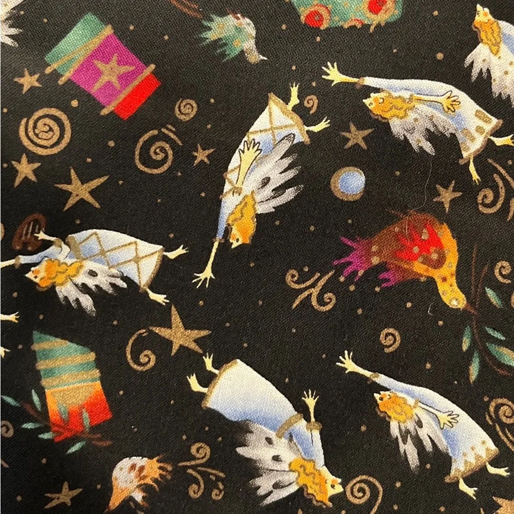 Vintage Novelty Christmas Holiday Angels Presents Stars Unisex Vest M/L USA Made Black Size undefined - Image 6