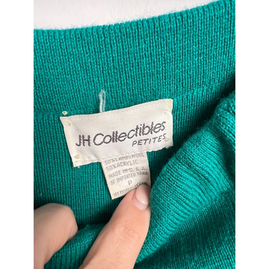 Women's JH Collectibles Pleated Midi Skirt LambsWool Green Size XS/S P Vintage - Image 3