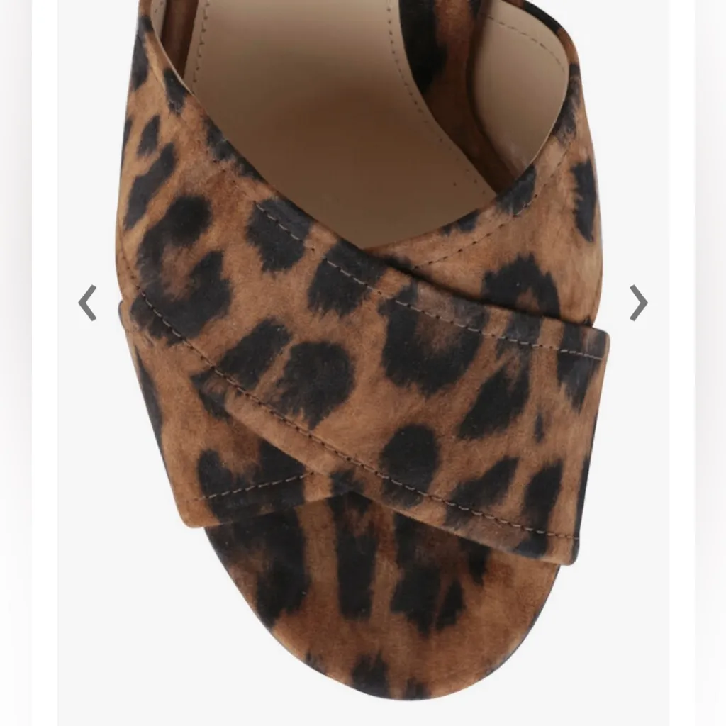 MARION PARKE Bella Leopard Brown & Black Suede Ankle Wrap Sandal Women’s Size 6 - Image 4
