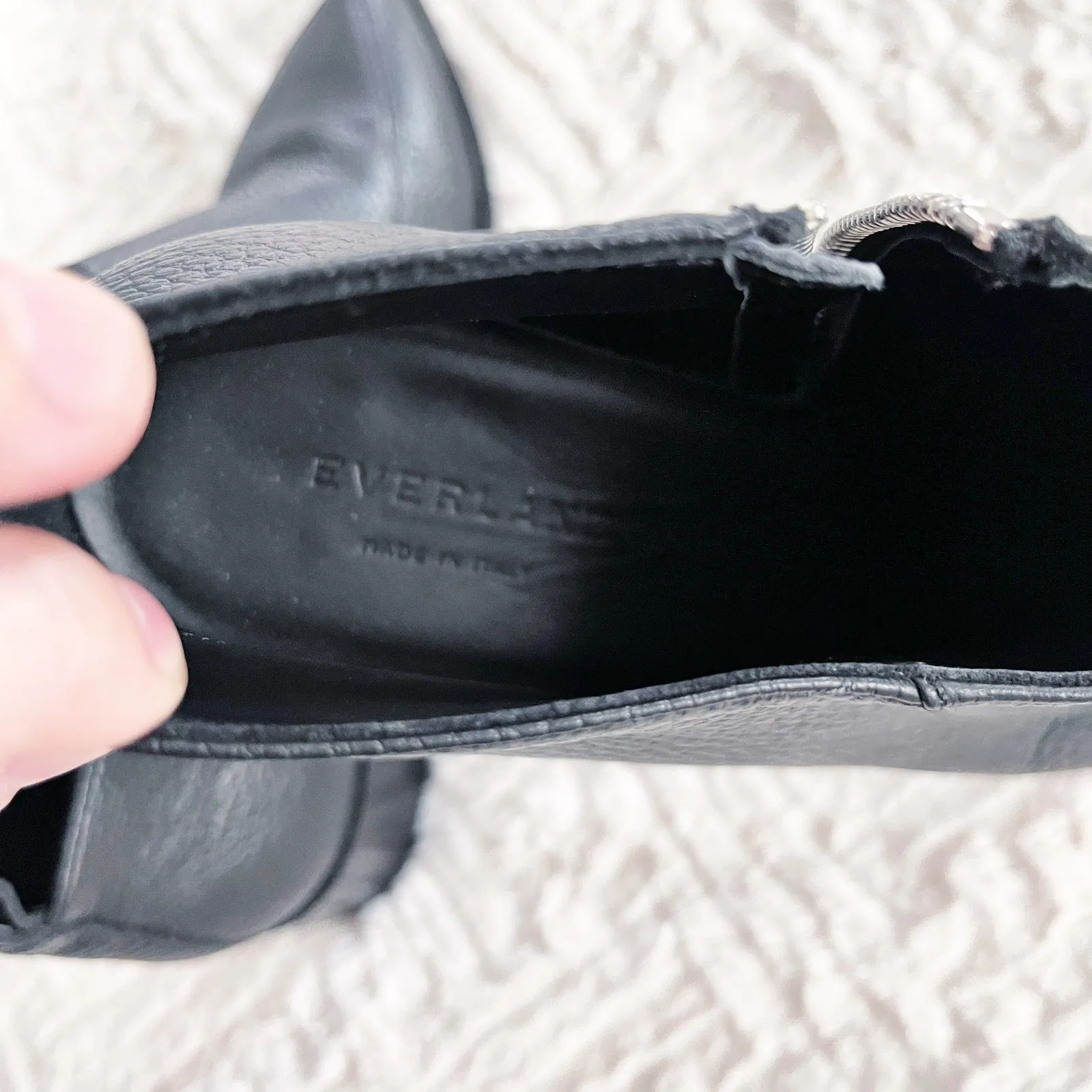 Everlane Boss Black Pebbled Leather Ankle Booties - Image 9