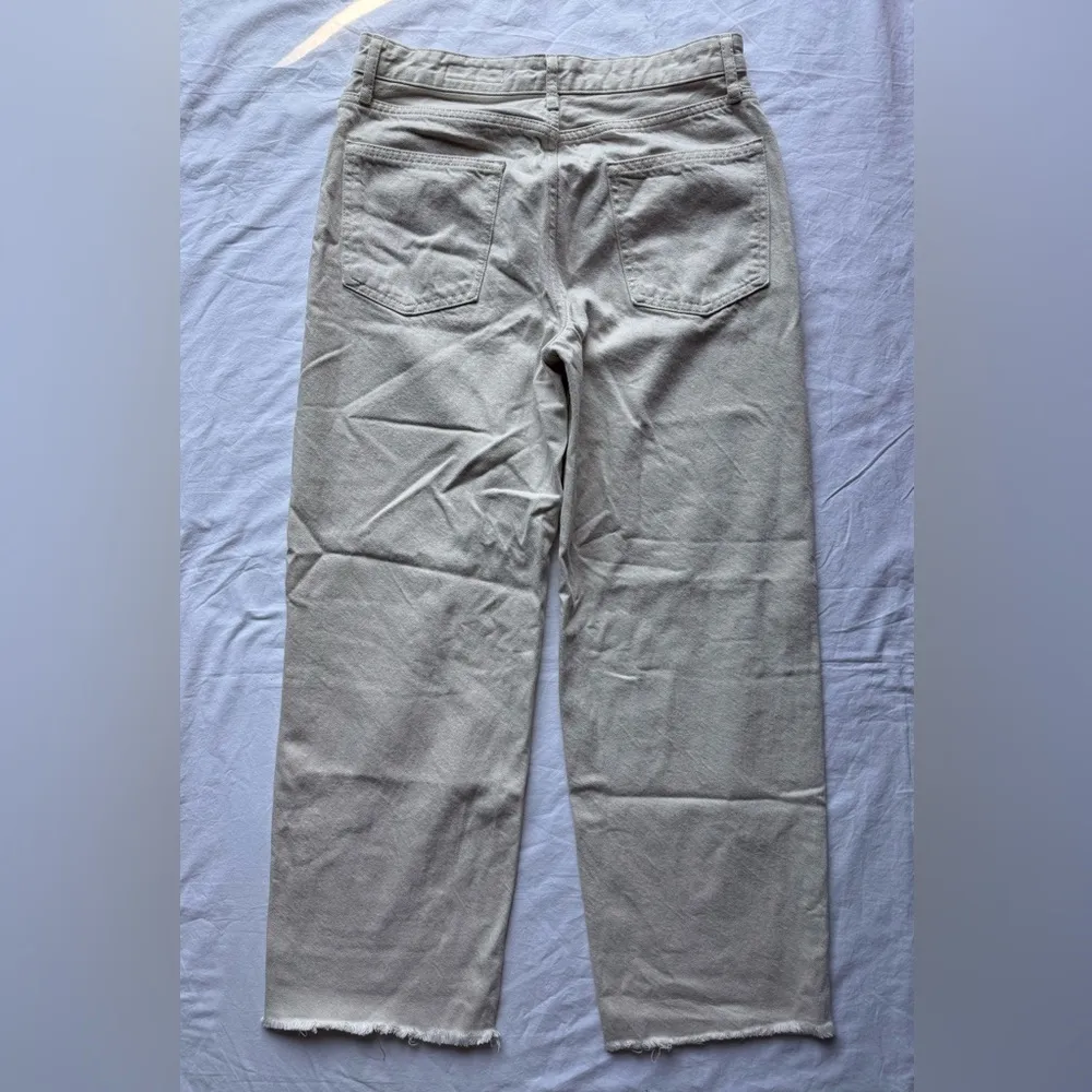 Zara Tan Sand High Waist Wide Leg Denim Jeans 10 - Image 2