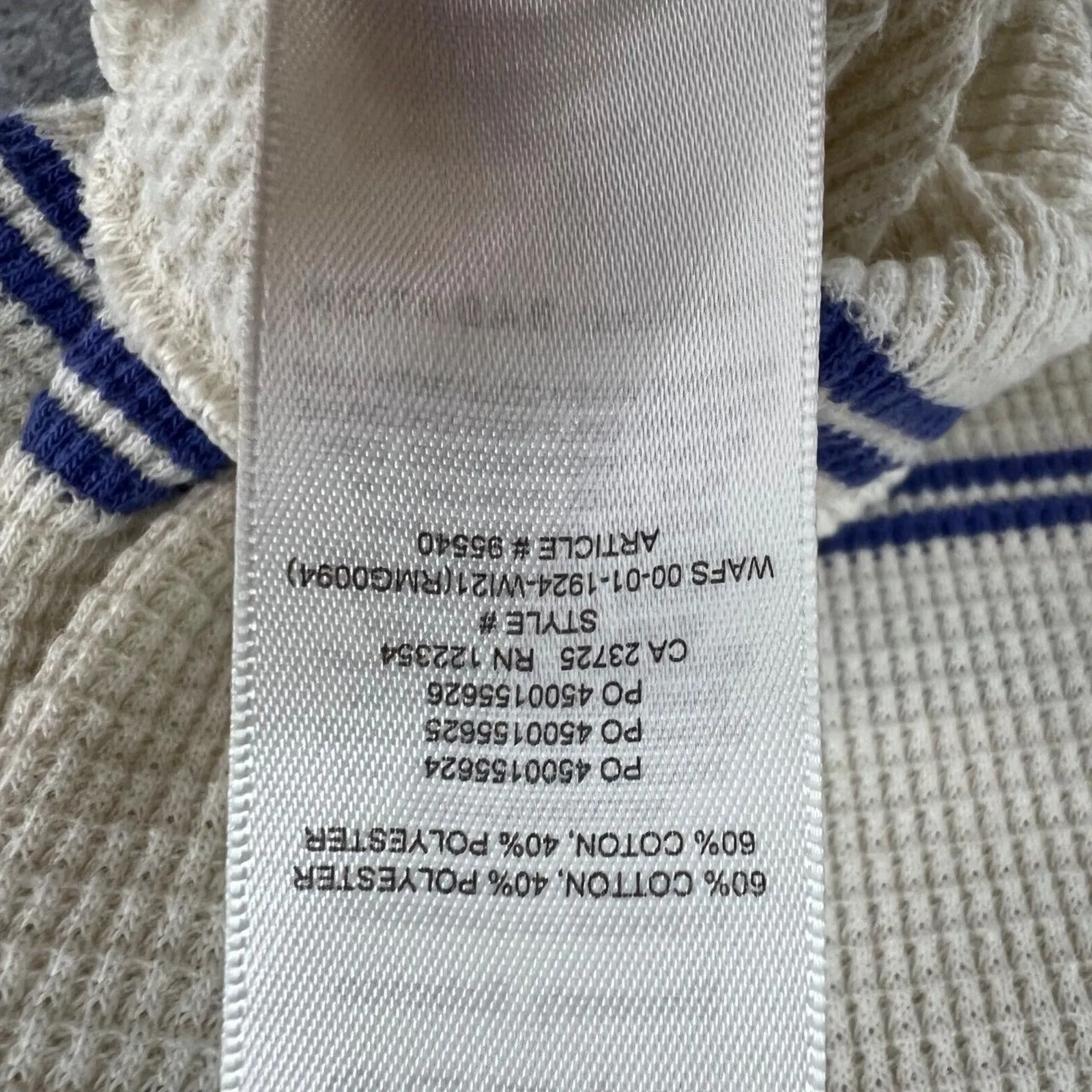 Aritzia Babaton Thermal Sweater Women S Cream Blue Striped Waffle Knit Cowl Neck - Image 15