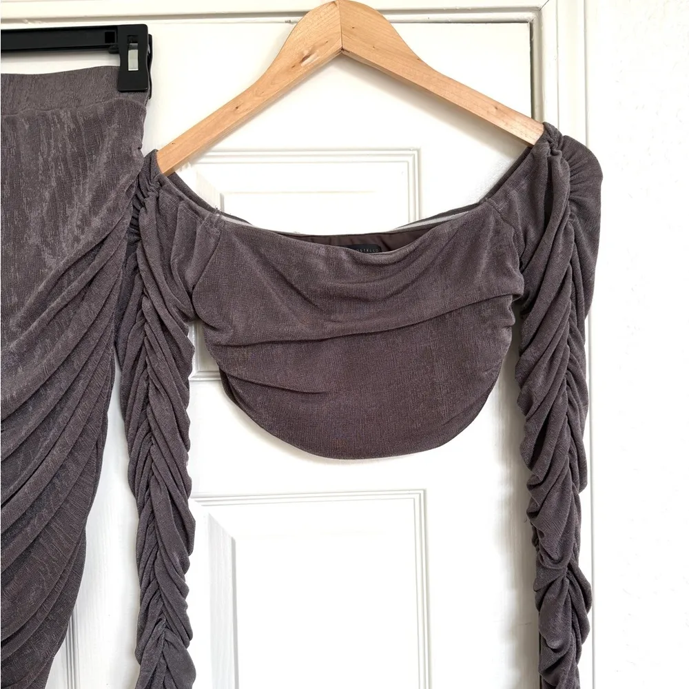 Michael Costello  X Revolve Jayce Gray Long Sleeve Skirt Set Size Small S - Image 6