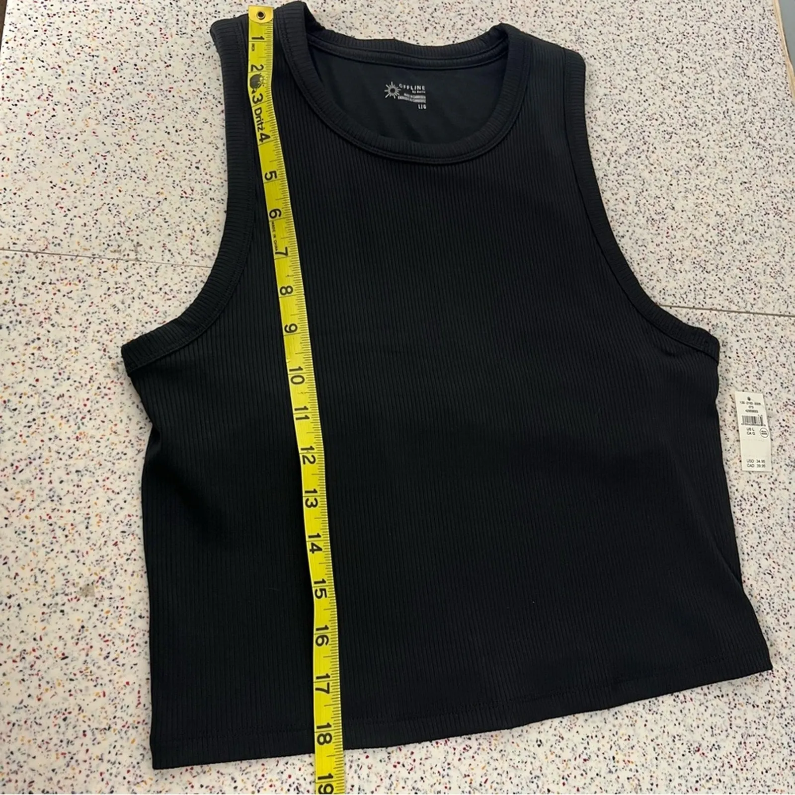 NWT Aerie OFFLINE Ribbed Tank Top Black Modal Women’s Size L - Image 6