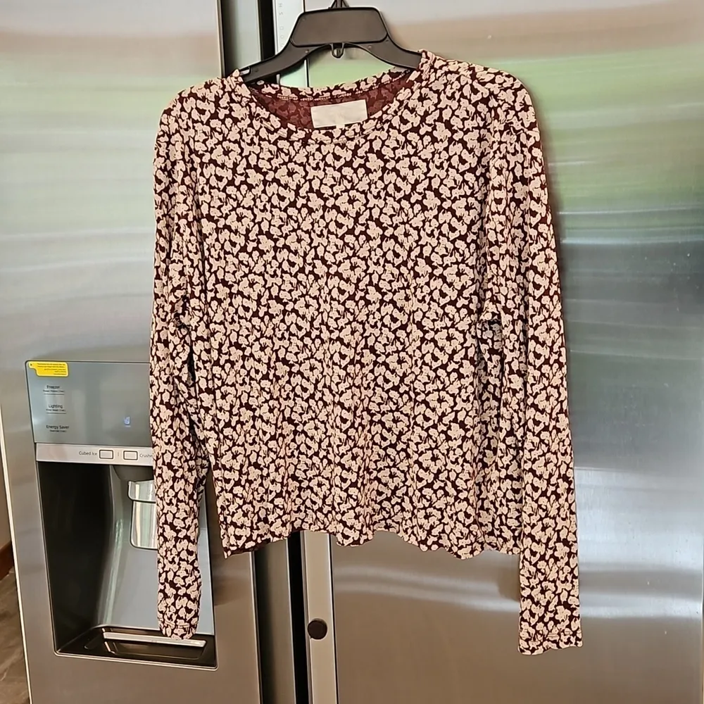 💕THE GREAT💕 The Long Sleeve Sleep Tee ~ Maroon Shadow Floral Size 3 Large NWT - Image 6