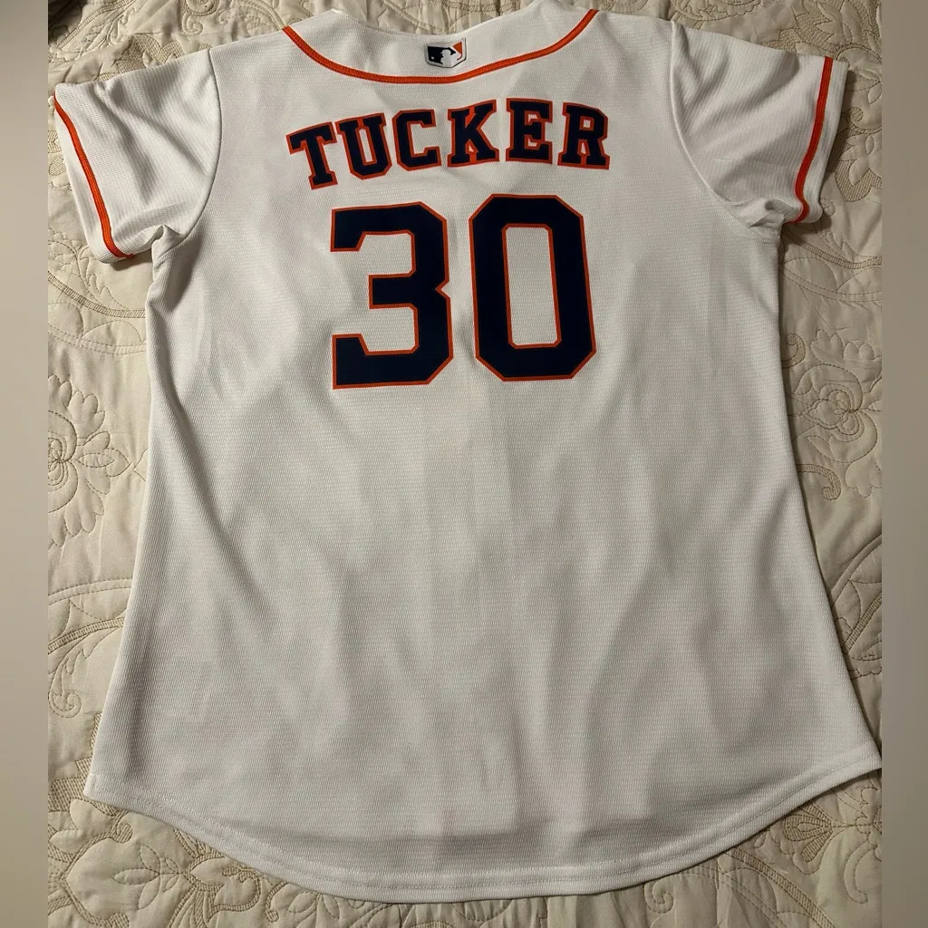 Nike White and Orange Astros Jersey - Image 4
