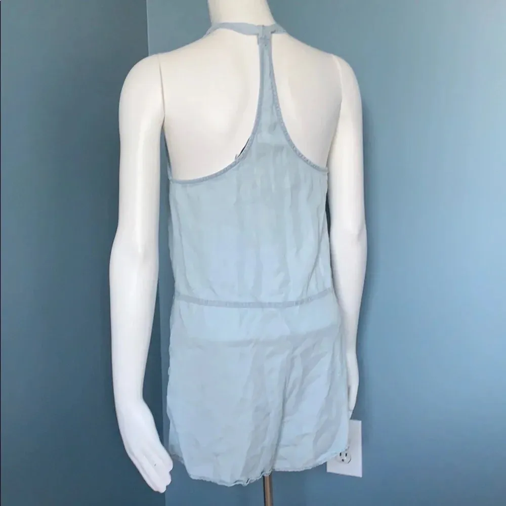 Obey sunwashed  faded Chambray Romper size small - Image 6