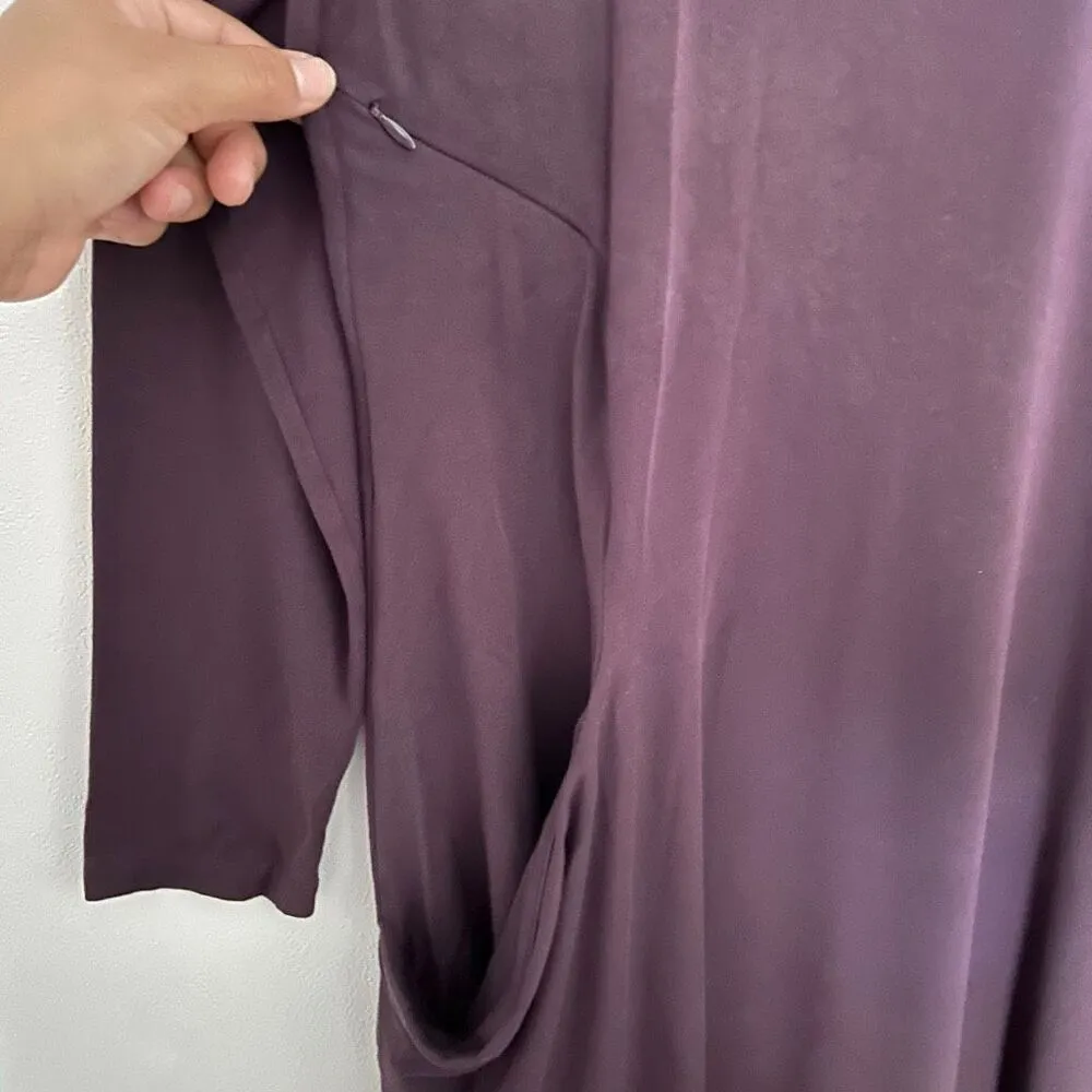 Betabrand Long Sleeve Pocket Dress Women’s Size L Burgundy Plum Work Casual - Image 4
