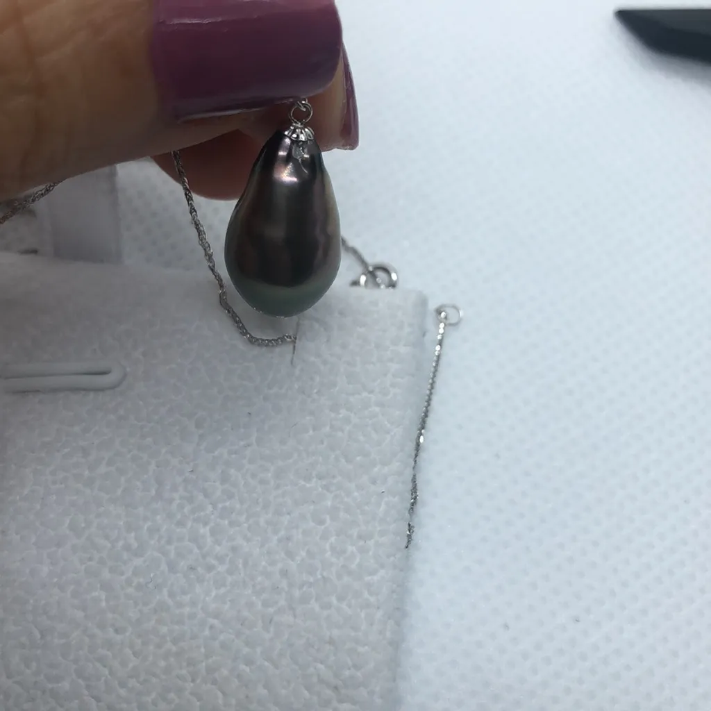 Authentic Tahiti 18k solid gold multi color pearl adjustable necklace - Image 3