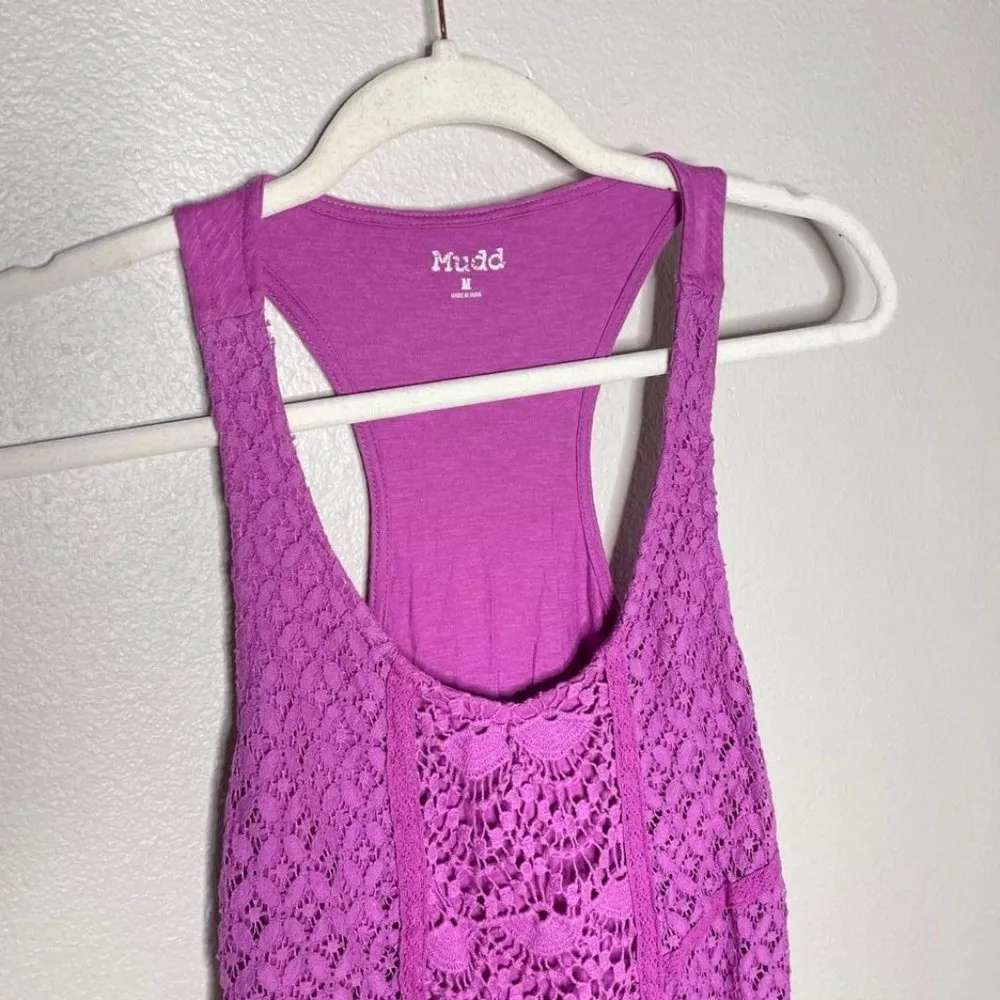 Mudd  Purple Crochet Tank Top Y2K Size Medium - Image 3