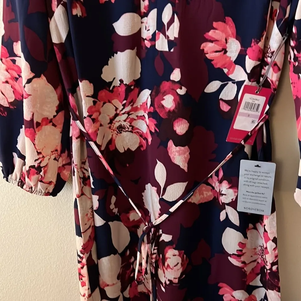 Vince Camuto Floral 3/4 Sleeve Crepe Shift Dress Size 6 - Image 6