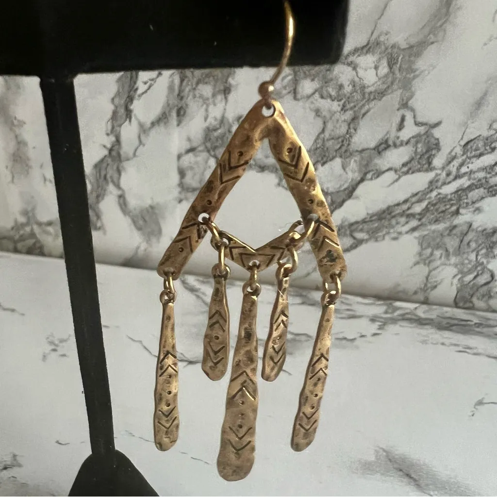 Earrings Bundle of 2 Chandelier Drop Beaded Gold Tone Dangle - Image 9