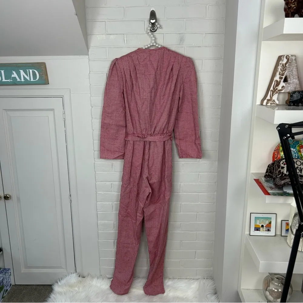 Vintage Scarlett Red Striped Shoulder Pad Jumpsuit - Image 9