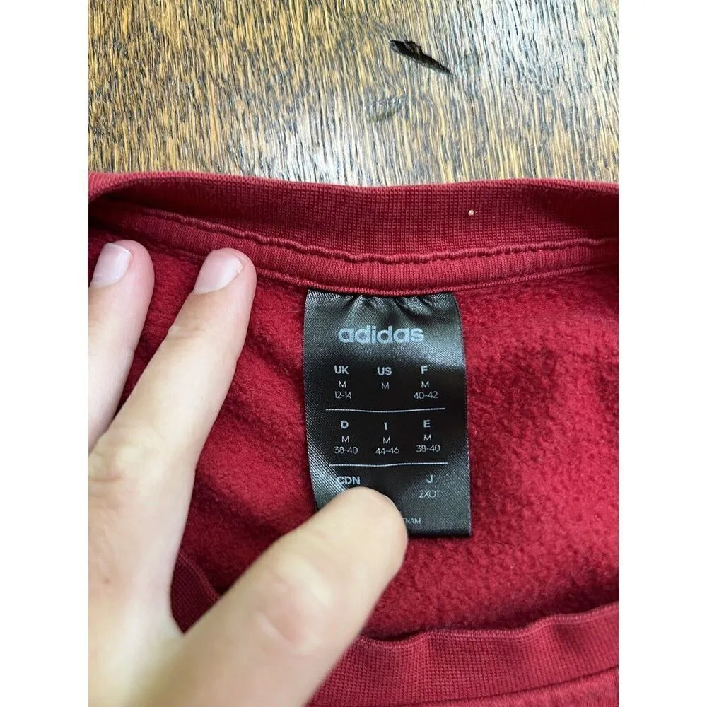 Adidas Essentials Women's Size Medium Red 3 Stripe Sweatshirt Pullover - Image 4