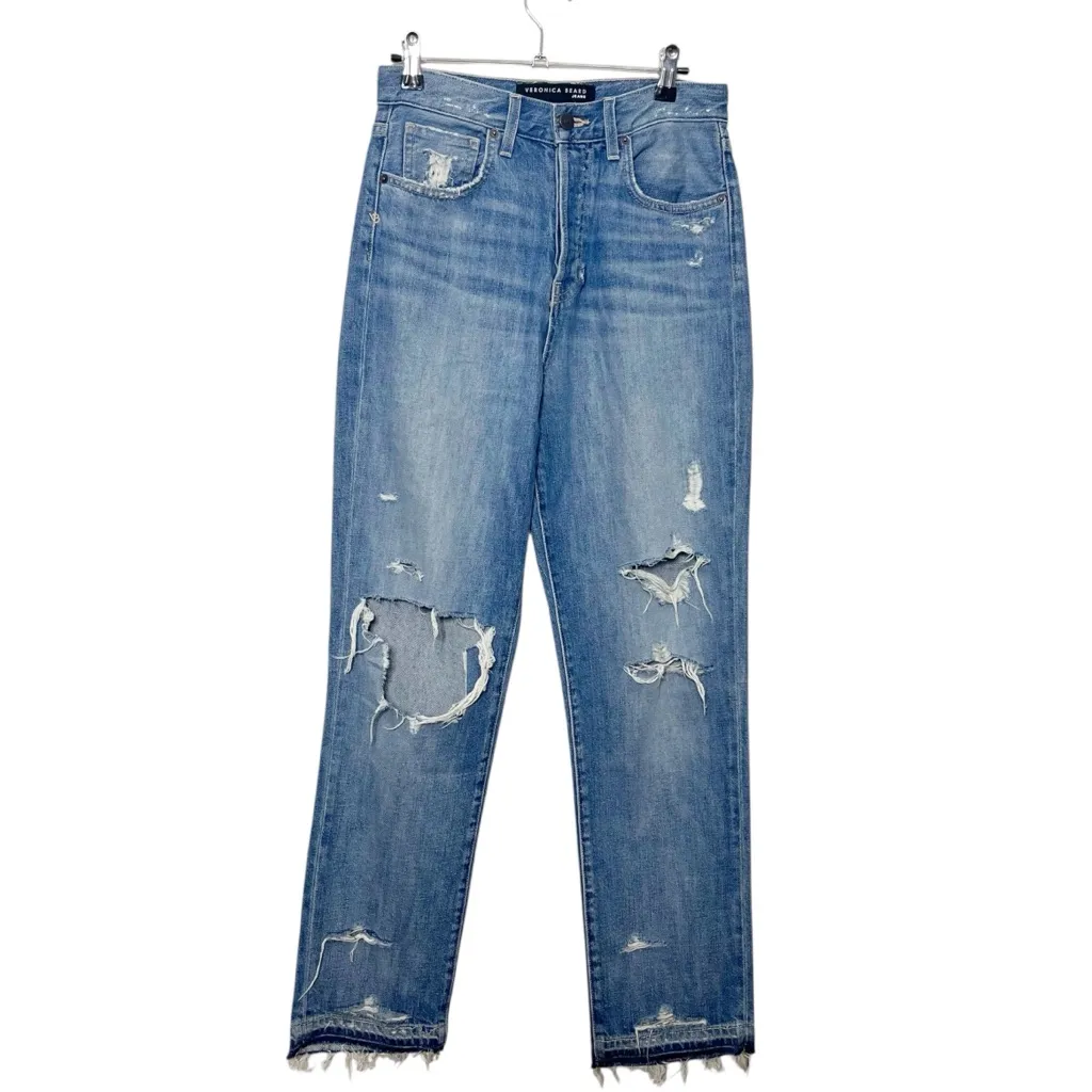 Veronica Beard Blake Jeans Women’s 27 High Rise Straight Leg Distressed Hem - Image 2
