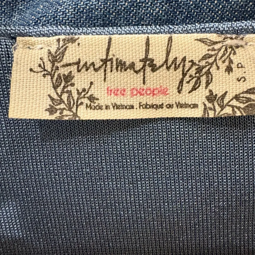 Free People Turnt Surplice Long Sleeve Bodysuit Blue Metal Chic S - Image 6