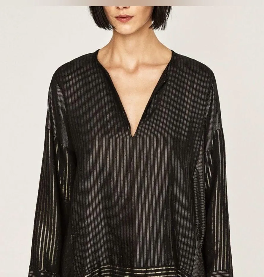 Zara Shiny Patchwork Tunic Size Large - Image 4