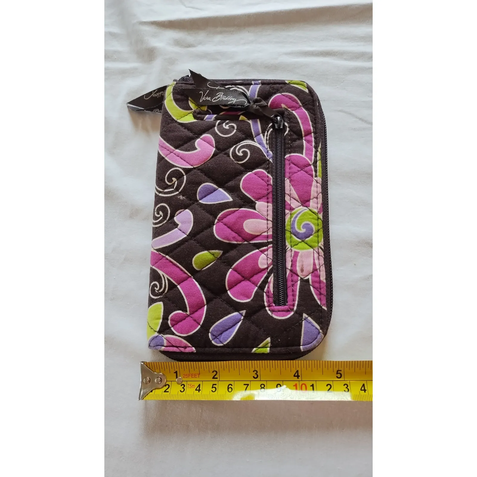 Vera Bradley Wallet Quilted Foral Pink Brown Zip Around Billfold - Image 8