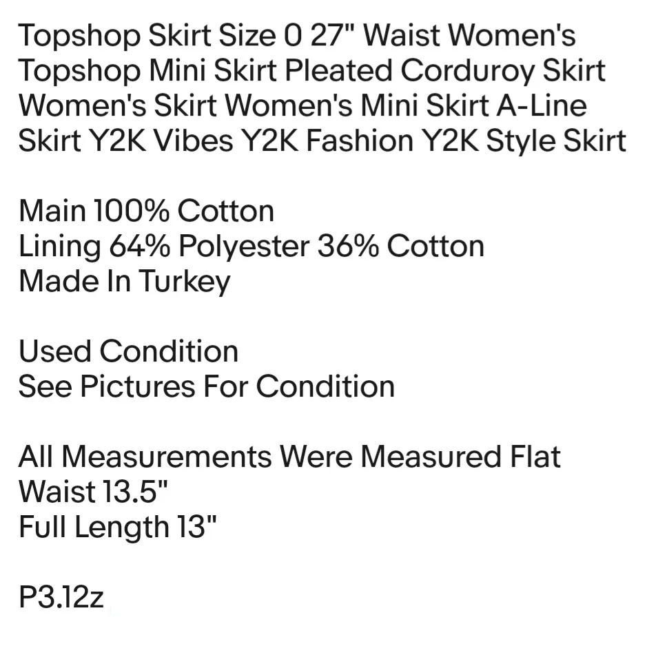 Topshop Skirt Size 0 27" Waist Women's Topshop Mini Skirt Pleated Corduroy Skirt Women's Skirt - Image 2