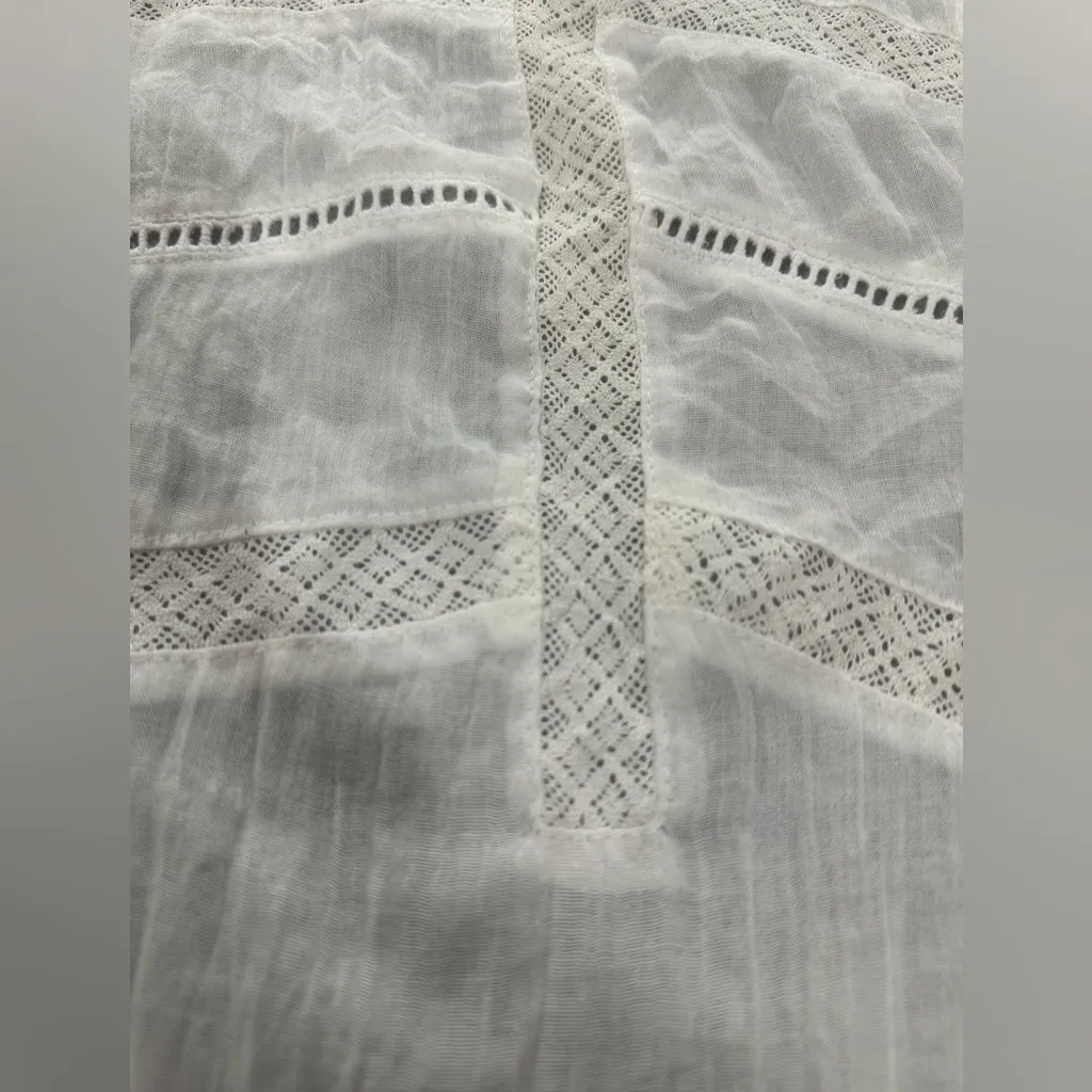 NWT Lovestitch Stevie White Sheer Long Sleeve Boho Button Down Sz M Cottagecore - Image 12