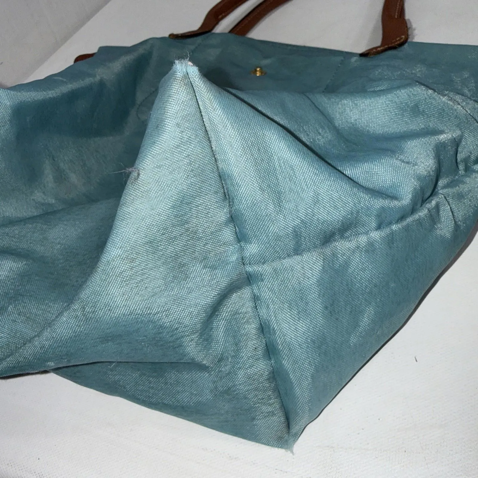 Longchamp Le Pliage Turquoise Blue France Travel Small Designer Canvas Tote Bag - Image 9