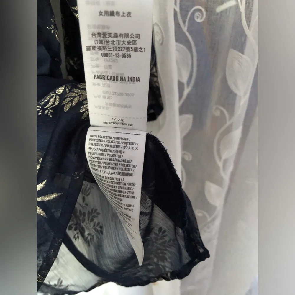 Abcrombie & Fitch sheer babydoll metallic floral blouse top vintage Y2K sz S - Image 8