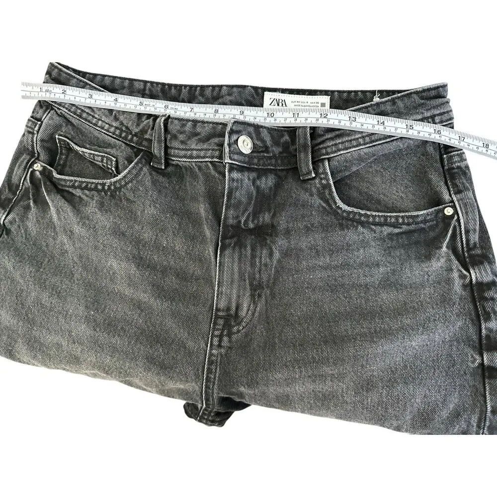 Zara Women's Black Washed High Rise acid wash Black Denim Jeans Size 8 - Image 6