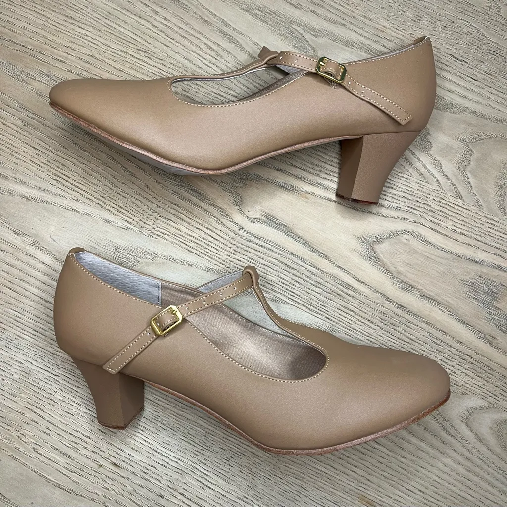 New! Theatricals Womens 2" T-Strap Mary Jane Character Shoes Tan Size 11.5 - Image 6