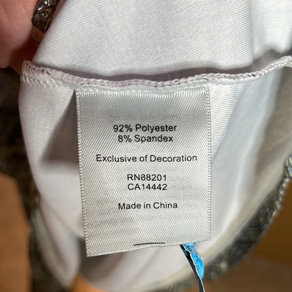 Mondetta Sporty Olive Green Black Speckle Wave Bra Racerback Dress Size Large - Image 8