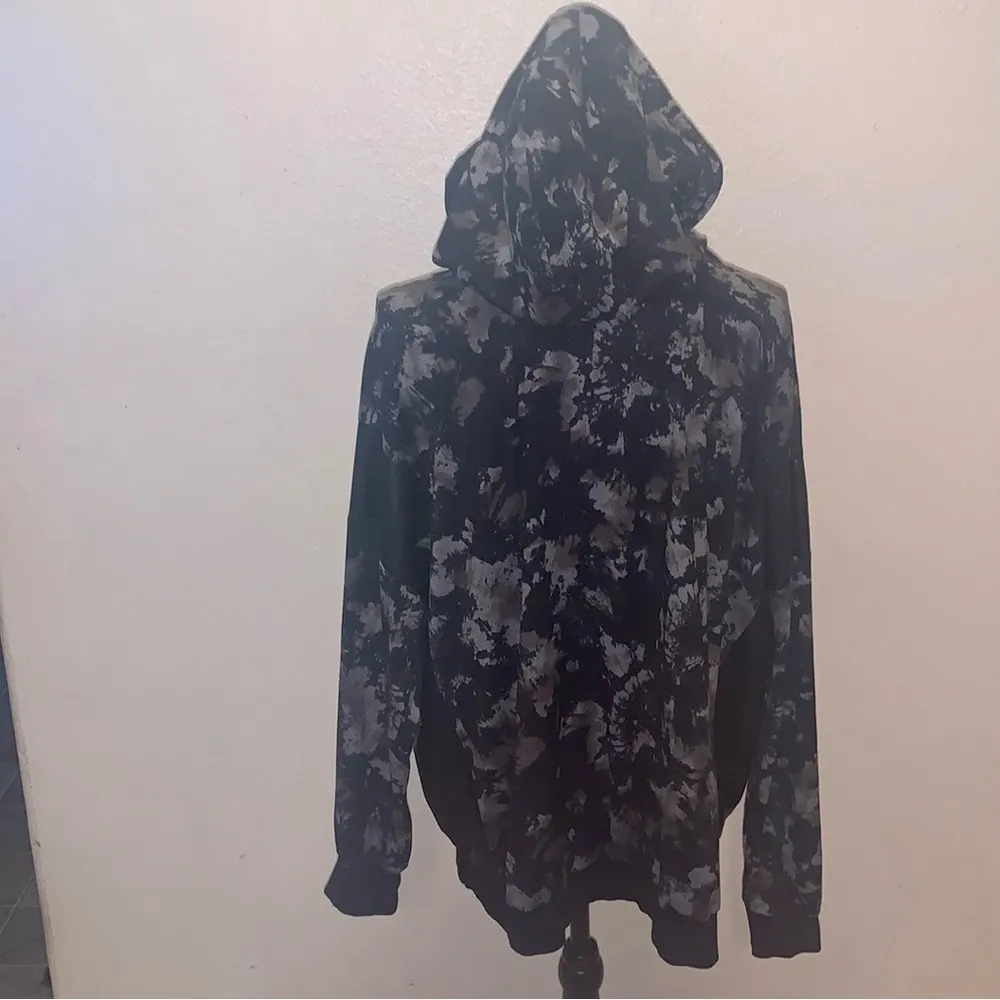 White Birch Black Tie Dye Faux Leather Knit Hoodie - Image 7