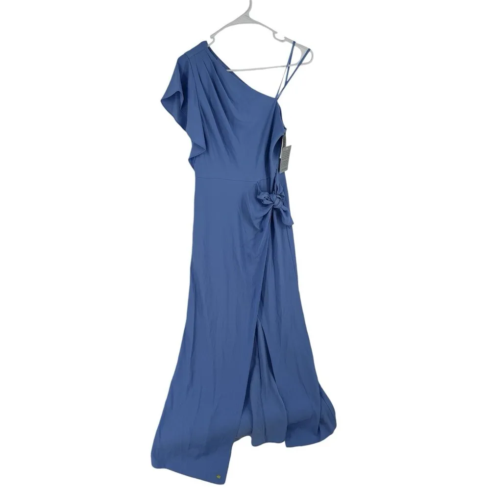 Adrianna Papell Twill One‎ Shoulder Flutter Short Sleeve Faux Wrap Dress Size 4 - Image 3