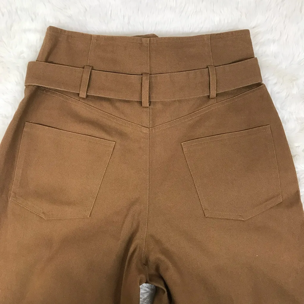 New ASTR Penelope Cropped Pant Small Brown Paperbag Waist Belted High Rise Fall - Image 12