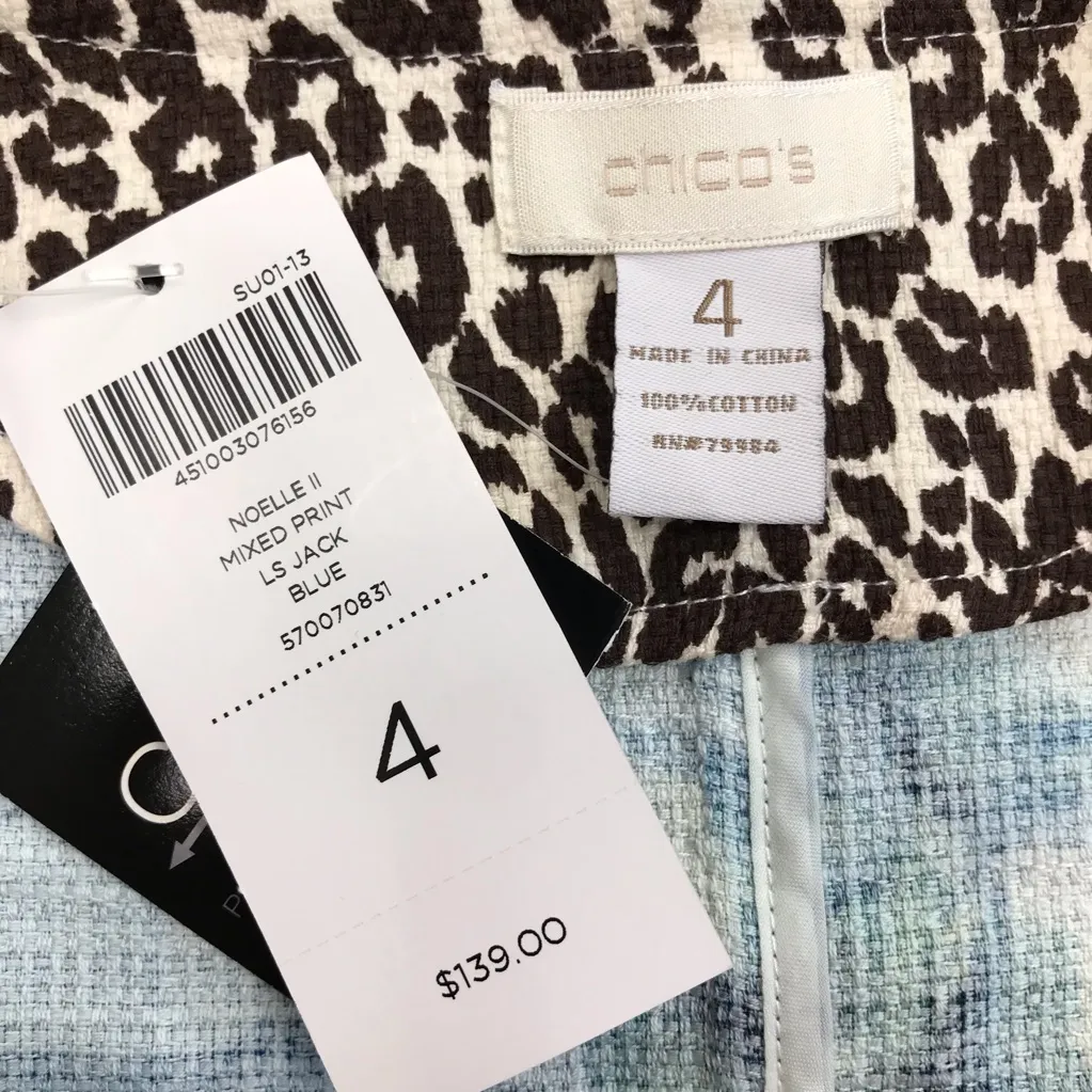 Chico’s Floral Blue Women's Jacket - Chico’s size 4 (XXL) NWT - Image 5