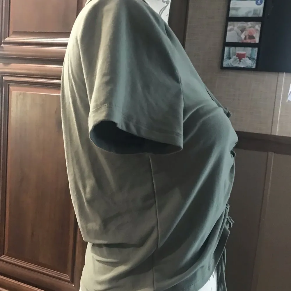 no boundaries size large green scrunched crop top - Image 3