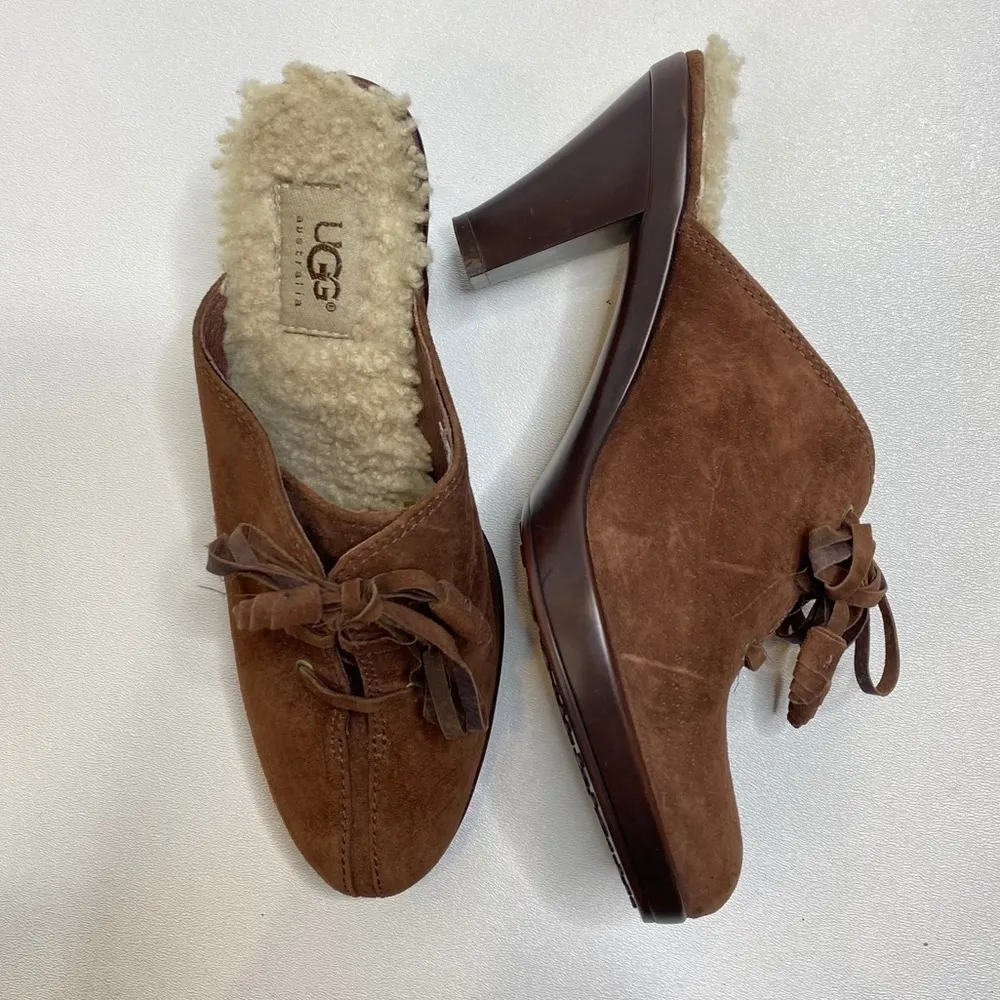 UGG Shearling Lined Heeled Slides 344 - Image 2