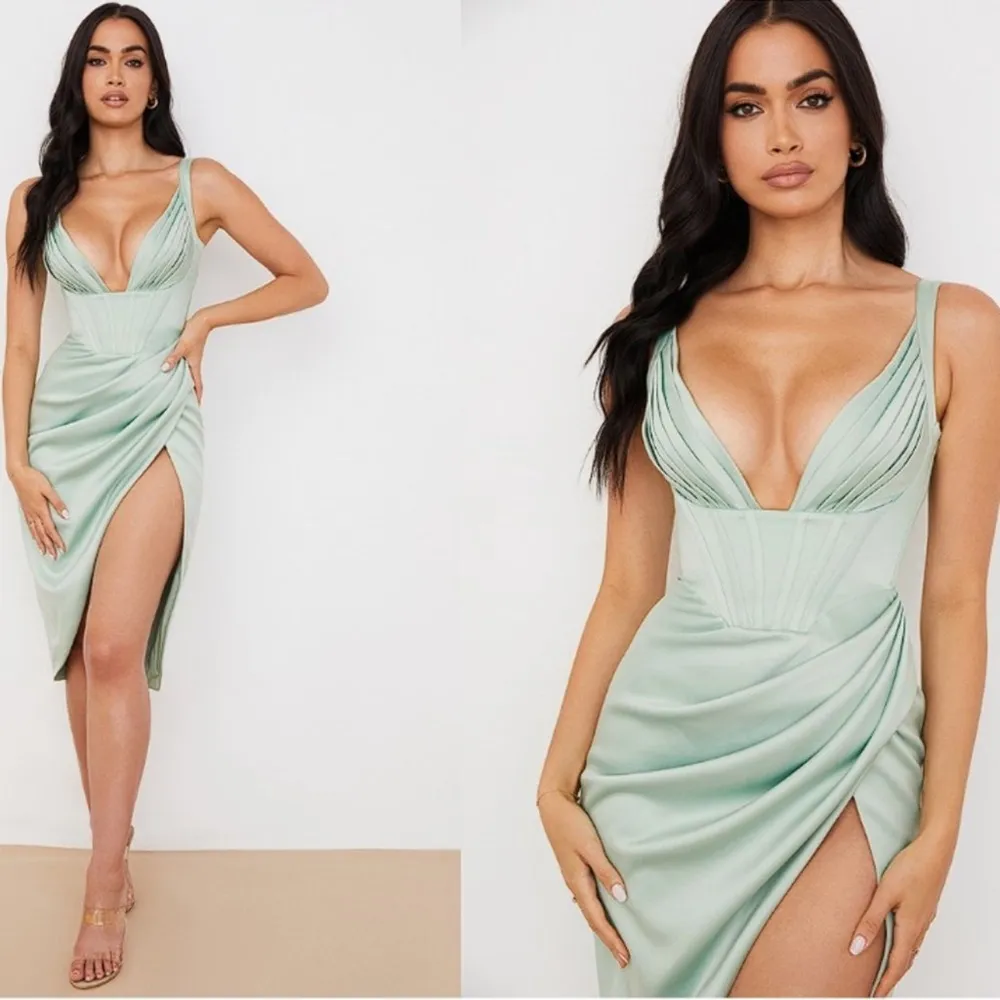 NWOT  Faye Pistachio green Corset Satin Corset Dress sz L plus cup - Image 2